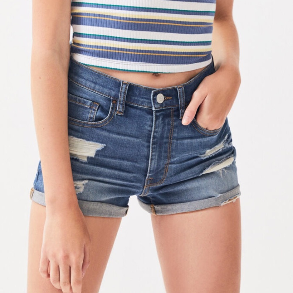 PacSun Bend Blue Denim Shortie Shorts